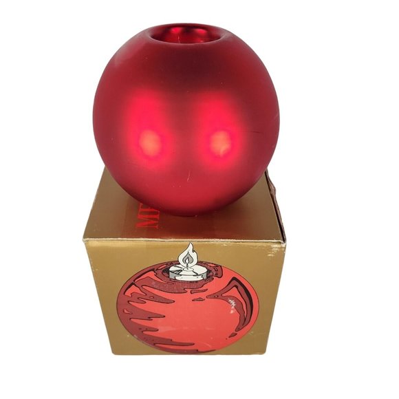 Dept 56 Red Mercury Glass Votive Candle Holder Tea Light‎ Ornament w Box - Picture 2 of 9